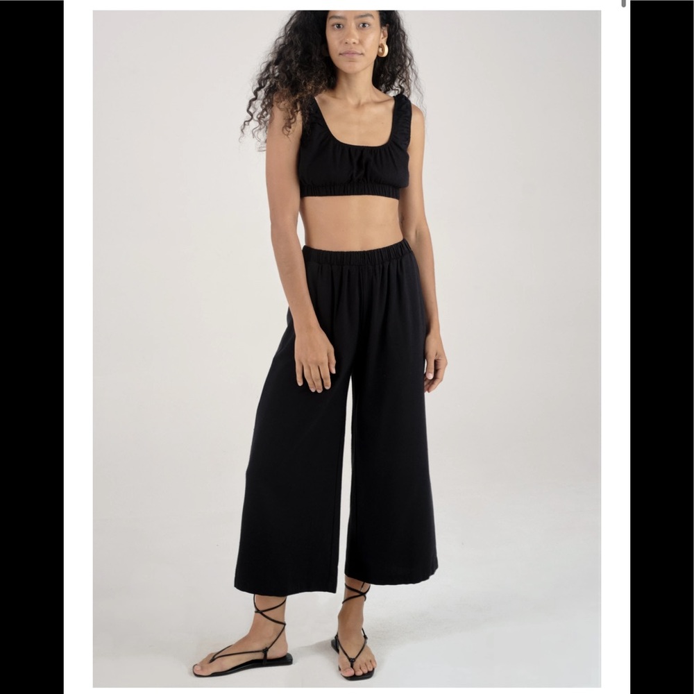 Ozma of California Crop Wide Leg Pants in Silk Noil